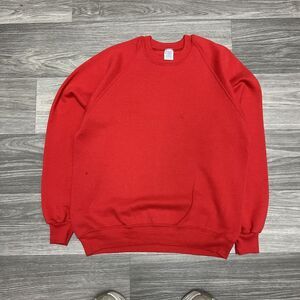 Vintage 80s Rusell Sweatshirt Crewneck Men L Red Baggy Blank Plain Skate Minimal